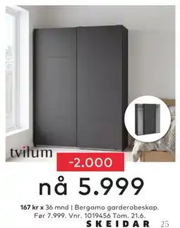 Skeidar Bergamo garderobeskap tilbud