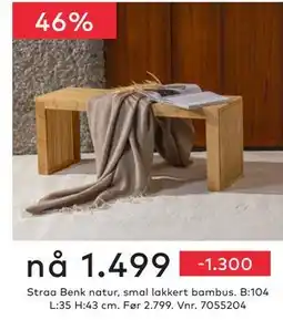 Skeidar Straa Benk natur tilbud