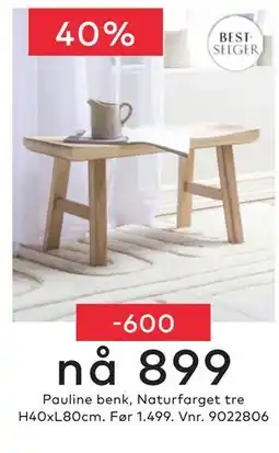 Skeidar Pauline benk tilbud