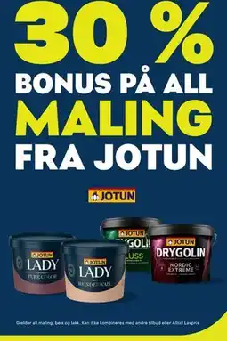 Maxbo 30 % BONUS PÅ ALL MALING FRA JOTUN tilbud