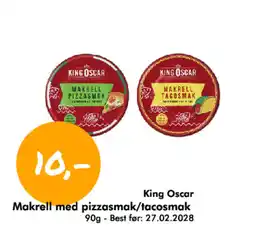 Havaristen King Oscar Makrell med pizzasmak/tacosmak tilbud