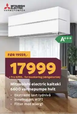 Megaflis Mitsubishi electric kaiteki 6600 varmepumpe hvit tilbud