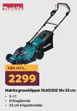 Megaflis MAKITA Gressklipper DLM330Z 18v 33 cm tilbud