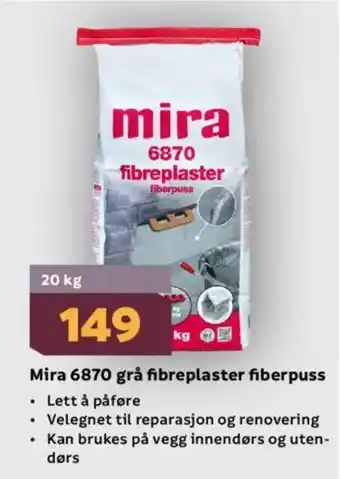 Megaflis MIRA 6870 Grå fibreplaster fiberpuss tilbud