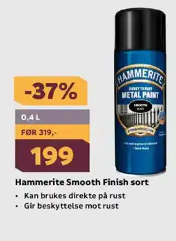 Megaflis HAMMERITE Smooth finish sort tilbud