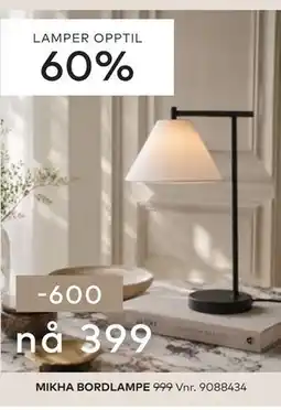 Skeidar MIKHA BORDLAMPE tilbud