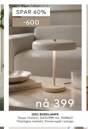 Skeidar DISC BORDLAMPE tilbud