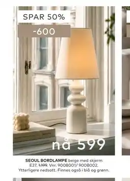 Skeidar SEOUL BORDLAMPE tilbud