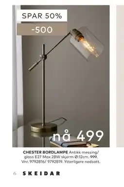 Skeidar CHESTER BORDLAMPE tilbud