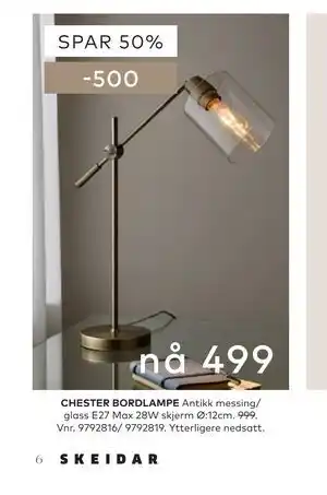 Skeidar CHESTER BORDLAMPE tilbud