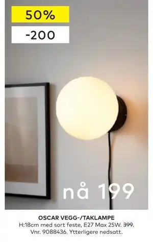 Skeidar OSCAR VEGG-/TAKLAMPE tilbud