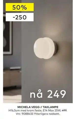 Skeidar MICHELA VEGG-/ TAKLAMPE tilbud