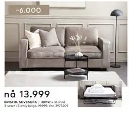 Skeidar BRISTOL SOVESOFA tilbud