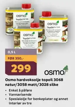 Megaflis OSMO Hardvoksolje topoil 3068 natur/3058 matt/3028 silke tilbud