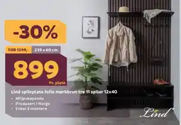 Megaflis Lind spileplate folie mørkbrun tre 11 spiler 12x40 tilbud