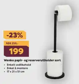 Megaflis Wenko papir- og reserverullholder sort tilbud