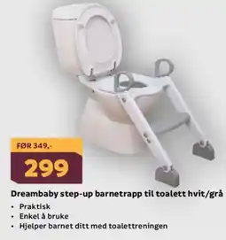 Megaflis Dreambaby step-up barnetrapp til toalett hvit/grå tilbud