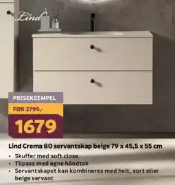 Megaflis LIND Crema 80 servantskap beige 79 x 45,5 x 55 cm tilbud