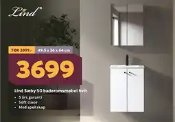 Megaflis LIND Sæby 50 baderomsmøbel hvit tilbud