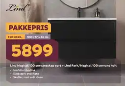 Megaflis LIND Magical 100 servantskap sort + Lind Park/Magical 100 servant hvit tilbud