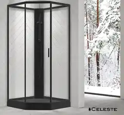 Megaflis CELESTE Novello dusjkabinett m/skyvedør sort tilbud
