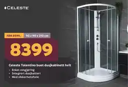Megaflis CELESTE Tolentino buet dusjkabinett hvit tilbud