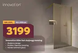 Megaflis INNOVATION Silke fast dusjvegg messing tilbud