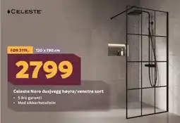 Megaflis CELESTE Nero dusjvegg høyre/venstre sort tilbud