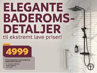Megaflis Gustavsberg estetic square dusjsett m/ dusjtermostat matt sort tilbud
