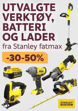 Megaflis Utvalgte verktøy, batteri og lader fra stanley fatmax tilbud