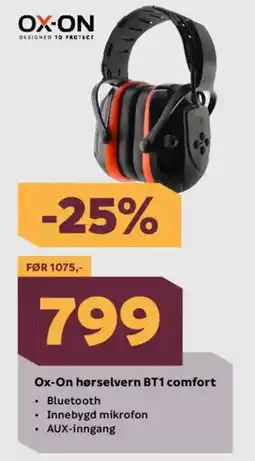 Megaflis OX-ON Hørselvern BT1 comfort tilbud