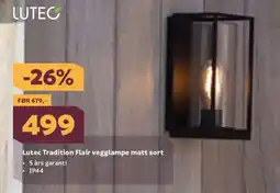 Megaflis LUTEC Tradition flair vegglampe matt sort tilbud
