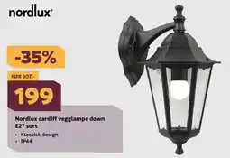 Megaflis NORDLUX Cardiff vegglampe down E27 sort tilbud