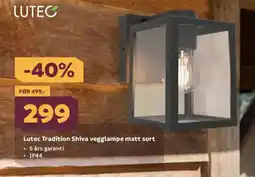 Megaflis LUTEC Tradition shiva vegglampe matt sort tilbud