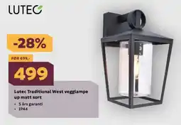 Megaflis LUTEC Traditional west vegglampe up matt sort tilbud