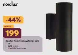 Megaflis NORLDUX Tin dobbel vegglampe sort tilbud