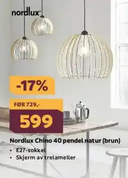 Megaflis NORDLUX Chino 40 pendel natur (brun) tilbud