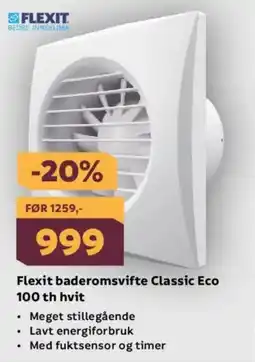 Megaflis FLEXIT Baderomsvifte classic eco 100 th hvit tilbud