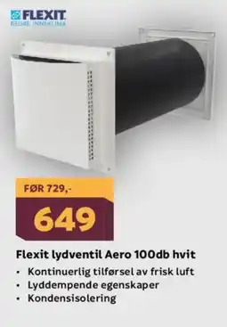 Megaflis FLEXIT Lydventil Aero 100db hvit tilbud