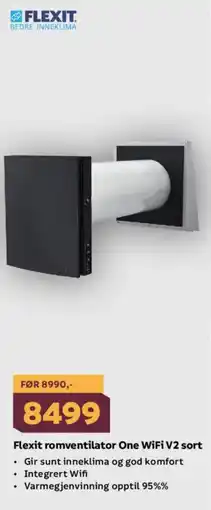 Megaflis FLEXIT Romventilator One WiFi V2 sort tilbud