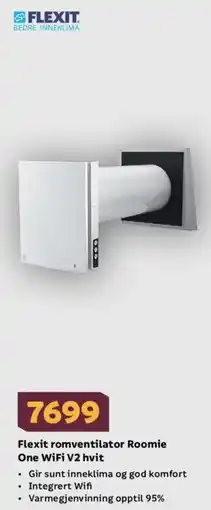 Megaflis FLEXIT Romventilator roomie one WiFi V2 hvit tilbud