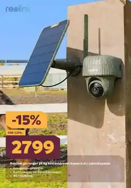 Megaflis REOLINK Go ranger pt 4g batteridrevet kamera m/ solcellepanel tilbud