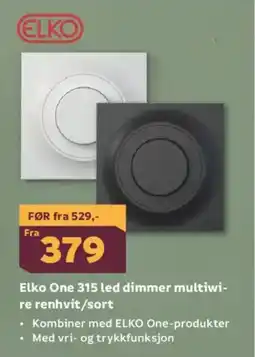 Megaflis ELKO One 315 led dimmer multiwi- re renhvit/sort tilbud