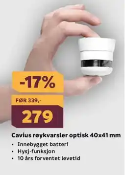 Megaflis Cavius røykvarsler optisk 40x41 mm tilbud