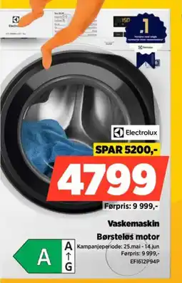 POWER Electrolux Vaskemaskin Børsteløs motor tilbud