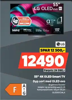 POWER Lg 55" 4K OLED Smart TV Dyp sort med OLED evo tilbud