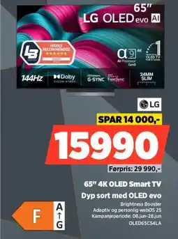 POWER Lg 65" 4K OLED Smart TV Dyp sort med OLED evo tilbud