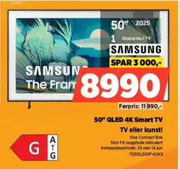POWER Samsung 50" QLED 4K Smart TV TV eller kunst! tilbud