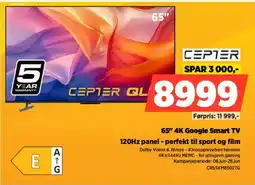 POWER Cepter 65" 4K Google Smart TV 120Hz panel - perfekt til sport og film tilbud