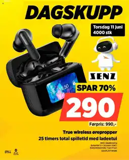 POWER Senz True wireless ørepropper 25 timers total spilletid med ladeetui tilbud